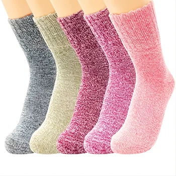 1 Пара толстых вязаных теплых носков, мягких и удобных, с толстыми нитками, подходящих для зимнего тепла