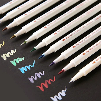 10 Цветов Металлический маркер, ручка для Скрапбукинга, Кисточка для изготовления открыток, Круглая головка, Художественная ручка, Канцелярские принадлежности для рисования 0
