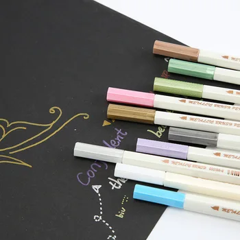 10 Цветов Металлический маркер, ручка для Скрапбукинга, Кисточка для изготовления открыток, Круглая головка, Художественная ручка, Канцелярские принадлежности для рисования 2
