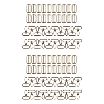 120шт 32 мм Металлические D-образные кольца для кляпов, поворотные защелки, Трехгранные пряжки для фурнитуры для сумок (бронза)