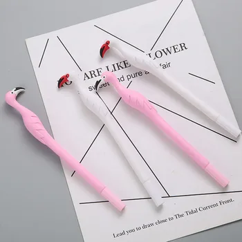 1шт Креативная Кавайная Милая Розово-белая гелевая ручка с Фламинго, Студенческая канцелярская ручка для офиса, школьные принадлежности, тонкая точка 0,5 мм