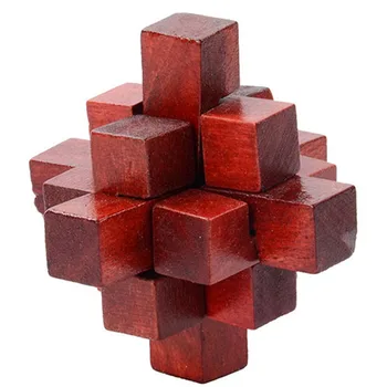 1шт Простые 3D Деревянные Игрушки-головоломки, Игра Kongming Lock Cube, Логические Дразнилки, Развивающая Игрушка для Детей и Взрослых, Строительный Набор, Блочная Модель