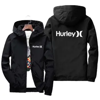 2022 Весна/Осень, Модный бренд Hurley, Мужская куртка-бомбер с капюшоном, хип-хоп, Толстовка Оверсайз, Тонкая куртка на молнии, Спортивный тренч