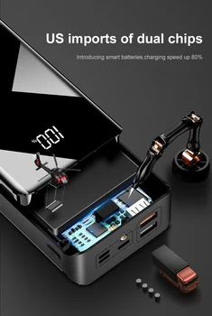 2023 Новый Внешний аккумулятор Power Bank Высокой Мощности micro usb type c LED Powerbank Type-c Портативное Мобильное Зарядное устройство Для Xiaomi