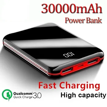 30000mAh Дисплей Mini Power Bank с Внешним Аккумулятором Power Bank для Портативного Зарядного устройства Xiaomi lphone 30000 mAh