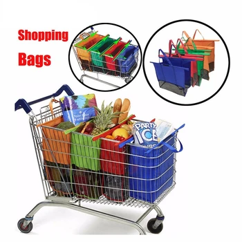 4 шт./компл. Многоразовая тележка для покупок в супермаркете, сумки для хранения, Складные многоразовые экологичные сумки для магазина