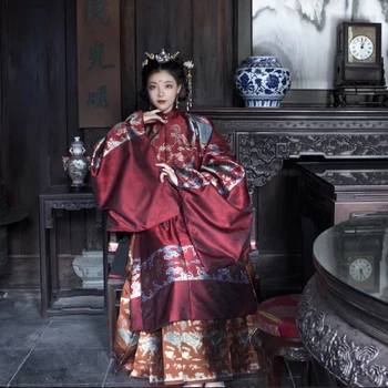 6 Цветов, изысканно вышитая юбка с лошадиной мордой, Женский сказочный костюм для выступлений в китайском стиле Hanfu, костюмы для народных танцев