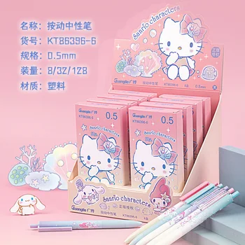6шт Sanrio Hello Kitty Mymelody Cinnamoroll Kuromi Пресс Гелевая Ручка 0,5 Черная Ручка Для Подписи Милый Студенческий Подарок Школьные Принадлежности
