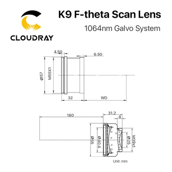 Cloudray K9 F-theta Сканирующая Линза с Резьбой M39 & M55 1064nm Galvo System для 1064nm YAG Деталей машины для лазерной маркировки оптического волокна 2