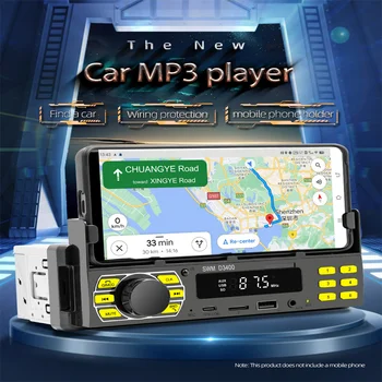 D3400 Автомобильный Радиоприемник Bluetooth 1 Din MP3-плеер Громкой Связи A2DP Type C USB TF Aux APP Удаленный Держатель Сотового телефона Аудиосистема Головное Устройство