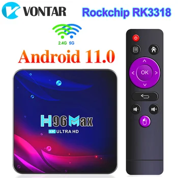 H96 MAX V11 Smart TV Box Android 11 4 ГБ оперативной памяти 64 ГБ Rockchip RK3318 Поддержка 1080p 4K Youtube Медиаплеер H96MAX телеприставка 0