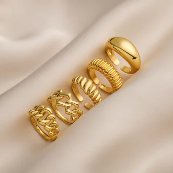 HECHENG, Геометрическое Гладкое асимметричное кольцо для женщин, Модное кольцо Серебряного цвета Goden, Аксессуары с покрытием 18 Карат