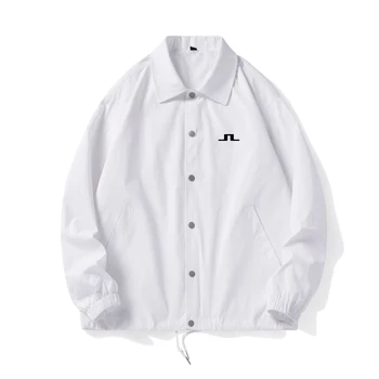 J Lindeberg Мужская бейсбольная куртка с отложным воротником, Верхняя одежда, Ветровка, летное пальто, Деловая повседневная одежда для гольфа, Спортивная 3