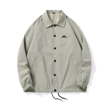 J Lindeberg Мужская бейсбольная куртка с отложным воротником, Верхняя одежда, Ветровка, летное пальто, Деловая повседневная одежда для гольфа, Спортивная 5