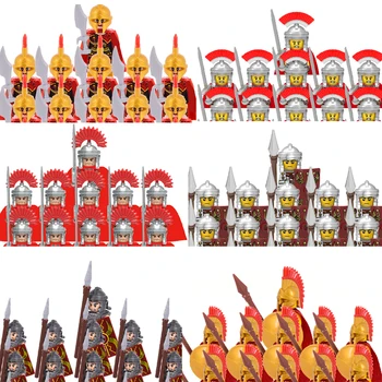 MOC Средневековые военные фигурки Строительные блоки Спартанский Воин Крестоносец Дракон Рыцари Оружие Римский Меч Аксессуары Детская игрушка