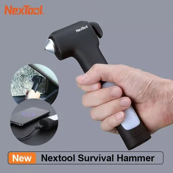 NexTool Многофункциональный молоток для выживания, Автомобильный стеклоподъемник, USB-аккумулятор для подзарядки, Аварийная лампа, резак для ремней безопасности, Инструмент для выживания