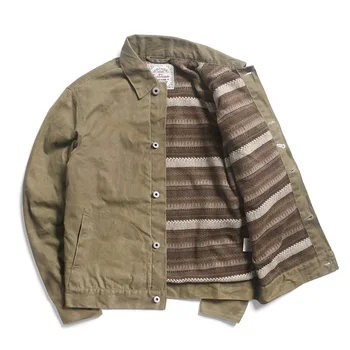 RGT-0005 Прочитайте описание! Азиатский размер, плотная теплая куртка из хлопчатобумажного полотна хорошего качества, водонепроницаемая от воска 5