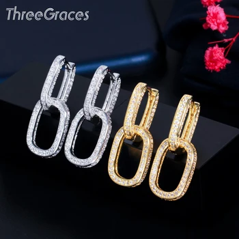 ThreeGraces Потрясающий кубический цирконий золотого цвета, маленькие круглые серьги-кольца для женщин, простые модные корейские ювелирные изделия ER619