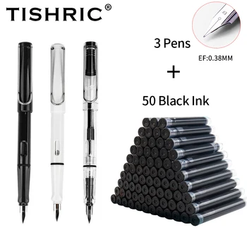 TISHRIC 3 ручка + 50 чернил Авторучка 0,38 мм Стандартный Классический Наконечник Офисной ручки Чернила Двойного Назначения Школьные Ручки Канцелярские Принадлежности Ручка