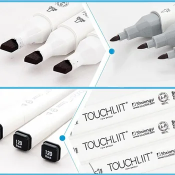 Touchliit 0 # Бесцветный Блендер Спиртовые художественные маркеры 120 # Черный Цветной Маркер для эскизов, Анимация, Манга, Двойные графические ручки 3