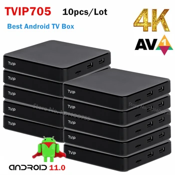 TVIP S-Box v.705 4K Ultra HD IPTV box 2,4/5 ГГц WiFi Android 11 TV Box Amlogic S905W2 Медиаплеер TVIP705 10 шт./лот