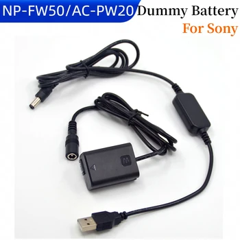 USB Кабель для зарядки постоянного тока + Поддельный Аккумулятор NP FW50 AC-PW20 Соединитель для Sony NEX-F3 NEX-6 NEX3 A6000 A7000 A7S A7SII RX10 RX10III ZV-E10