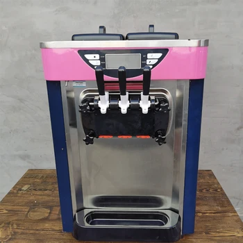 Автоматическая машина для производства мороженого для коммерческого использования, настольный рожок для мороженого, мягкий Вертикальный Для чайной лавки, три вкуса