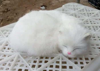 белая имитационная игрушка для кошек из смолы и меха, красивая модель спящего кота, подарок размером около 27x21 см 1098