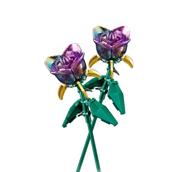 Букет роз для Игрушечной Девочки, Строительные блоки из Тюльпанов, Модель Вечного Цветка в сборе, Подарки подруге на День Святого Валентина 5