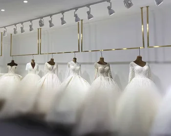 Вешалка для свадебных платьев, потолок, вешалка для пальто, подвесная вешалка для платьев, подвесная витрина магазина одежды из нержавеющей стали на стене