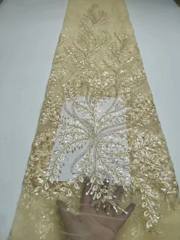 Высококачественная африканская нигерийская 3D аппликация Кружевная Цветочная ткань для Свадьбы С вышивкой Жениха блестками Французские кружевные ткани 1