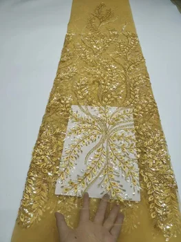 Высококачественная африканская нигерийская 3D аппликация Кружевная Цветочная ткань для Свадьбы С вышивкой Жениха блестками Французские кружевные ткани 2