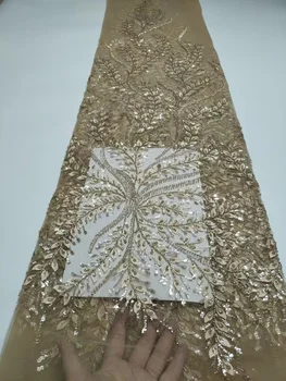 Высококачественная африканская нигерийская 3D аппликация Кружевная Цветочная ткань для Свадьбы С вышивкой Жениха блестками Французские кружевные ткани 3