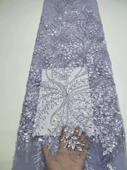 Высококачественная африканская нигерийская 3D аппликация Кружевная Цветочная ткань для Свадьбы С вышивкой Жениха блестками Французские кружевные ткани 4