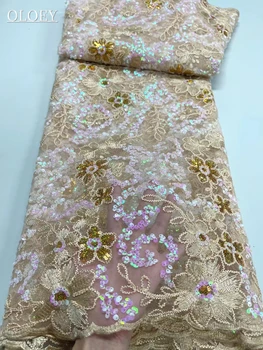 Высококачественная Модная Французская Сетчатая ткань с вышивкой, Африканская Нигерийская Кружевная ткань с блестками Для Свадебного платья