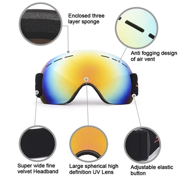 Горячие лыжные очки Ветрозащитные UV400 Противотуманные Лыжные очки Для катания на лыжах, Снегу, Мужчинах, женщинах, Сноубордических очках TY66 3