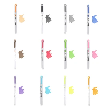 Двуглавый маркер, мягкая кисть, ручка для рисования, маркер, Флуоресцентная Цветная краска для рисования, Школьные Канцелярские принадлежности 5