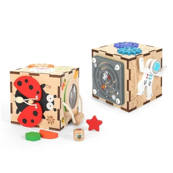 Деревянная механическая модель Шкатулка с сокровищами, Детский игровой кубик, Деревянная головоломка, BusyBlock, Механическая модель Монтессори, Головоломка