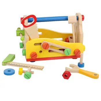 Детский Деревянный набор инструментов для ролевых игр, развивающие игрушки Монтессори, Гайка для разборки, Винтовая сборка, имитация Ремонта, плотницкий инструмент