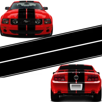 Для 1 комплекта Двойной Гоночной Полосы Снаружи Кузова Автомобиля Наклейка На Багажник Капот Крышу d Mustang