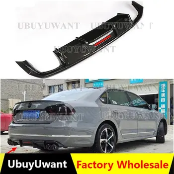Для Volkswagen Passat B7 2012-2016 ABS Черный Задний бампер для губ Спойлер Багажника Задний диффузор Протектор Автомобиля Для Укладки