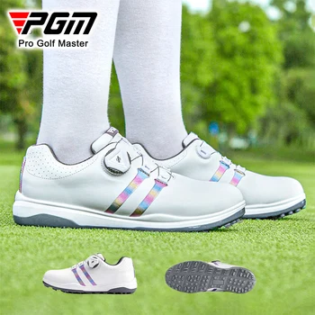 Дышащие кроссовки для гольфа PGM, женская водонепроницаемая обувь с быстрой шнуровкой, женская противоскользящая спортивная обувь, разноцветная подошва из ЭВА