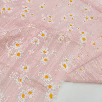  Жаккардовые ткани из хлопка 100 см x 140 см, Ткань с принтом в виде ромашки, ткань для шитья детских рубашек-Чонсам