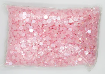 Желеобразный светло-розовый AB цвет 1,5 ~ 7 мм, круглые акриловые стразы с плоской задней частью, 3D акриловый дизайн ногтей/одежда
