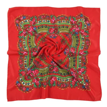 Женские головные повязки с цветочным принтом в стиле Ретро, русский шарф в национальном стиле, женская бандана, мусульманский Хиджаб, шарф 70 см