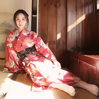 Женское Кимоно в японском стиле Юката с Оби, Японское кимоно, традиционный костюм, Женское платье, Косплей, Женский костюм Юката