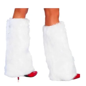 Зимние женские Бахилы Теплые Рождественские Белые Пушистые чехлы для ног Рождественская Униформа Аксессуары Вечеринка Шоу Вечеринка Чехлы для ног
