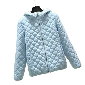 Зимняя Женская куртка с Хлопчатобумажной подкладкой 2023, Новая Модная Свободная куртка с капюшоном, Верхняя одежда из овечьей шерсти, Однотонное пальто с длинным рукавом, Женское 0