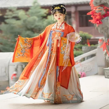 Китайское платье Hanfu, Женский Вышитый Комплект Hanfu, Карнавальное Сказочное Платье для Косплея, Танцевальное платье Hanfu