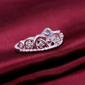 Кольца в виде короны из стерлингового серебра 925 пробы с мелким хрусталем для женщин, модный подарок для вечеринки, роскошные свадебные аксессуары, ювелирные изделия